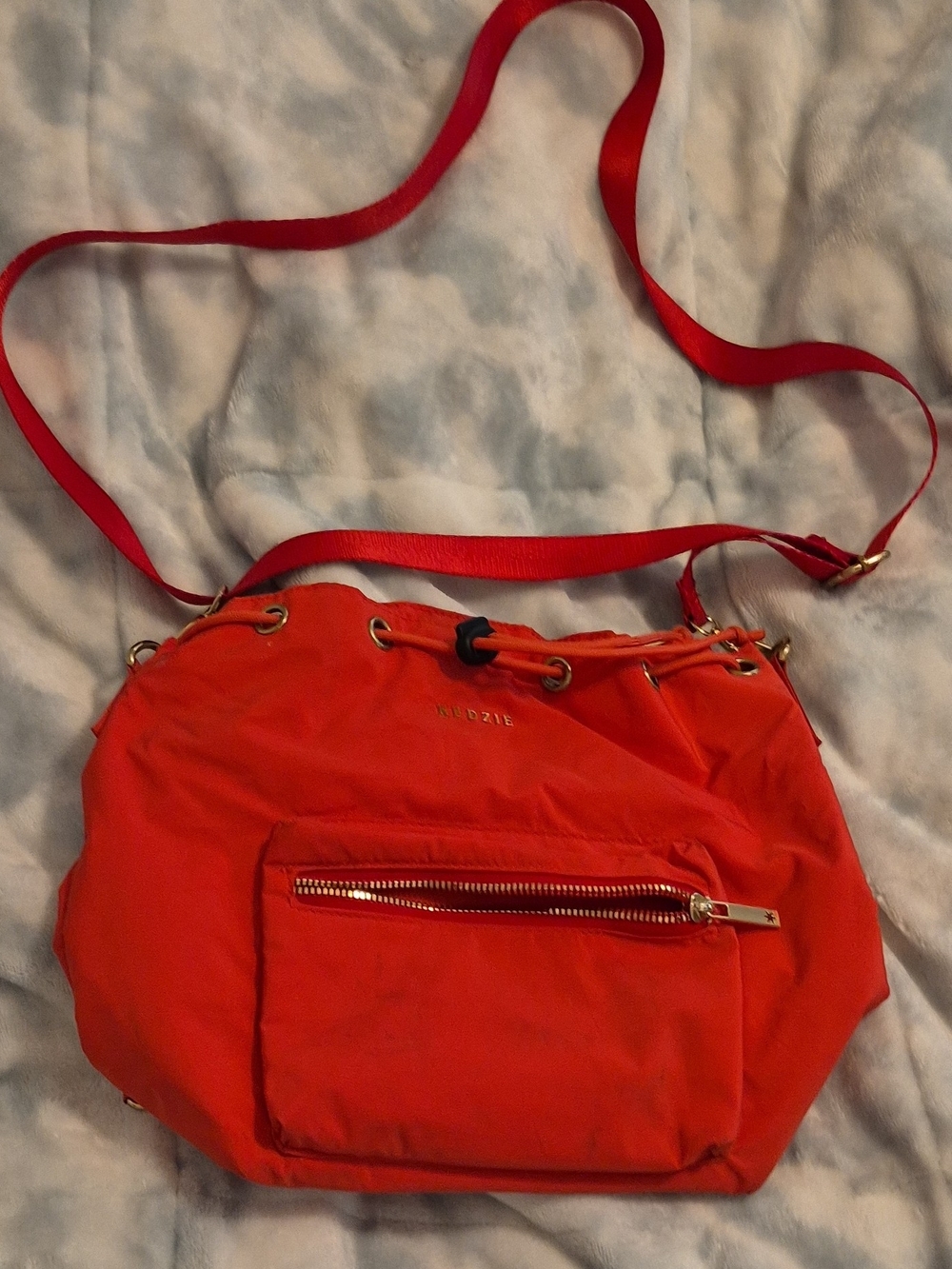 Vibrant Red Drawcord Crossbody Bag by Hedzle